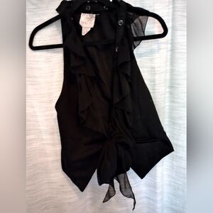 Ryu Elegant Black Ruffled Blouse